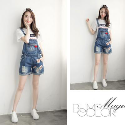 QUẦN YẾM JEAN SHORT 2 DÂY ĐÍNH LOGO - NY828